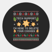 Sticker Rond Christmas Tech Suprt Here To Delete Cookies Xmas P (Devant)