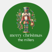 Sticker Rond Christmas Theme Cute Nutcracker Retro Typography  (Devant)