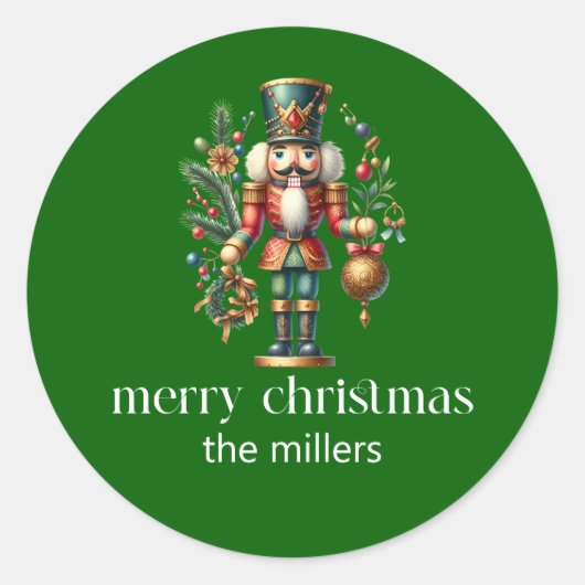 Sticker Rond Christmas Theme Cute Nutcracker Retro Typography  (Devant)