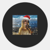 Sticker Rond Christmas Thinking Monkey Meme Brainrot Xmas Gift (Devant)