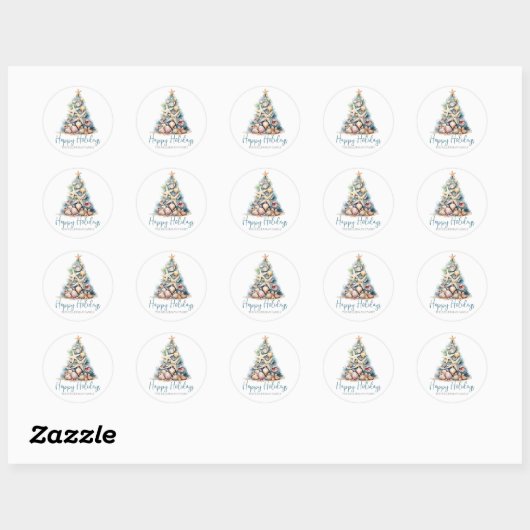 Sticker Rond Christmas Tree Beach Joyeuses vacances (Feuille)
