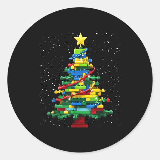 Sticker Rond Christmas Tree Block Brick Building Xmas Master Bu (Devant)