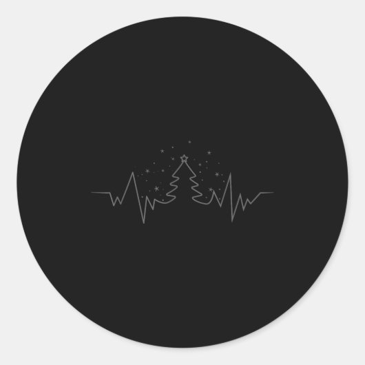 Sticker Rond Christmas Tree Heartbeat Funny For Xmas Lovers  (Devant)