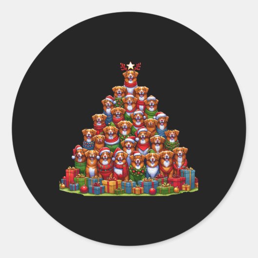 Sticker Rond Christmas Tree Nova Scotia Duck Tolling Retriever (Devant)