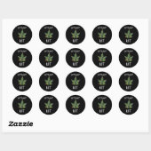 Sticker Rond Christmas Tree Weed Leaf Pot Thc Gift Tee (Feuille)