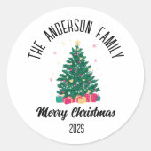 Sticker Rond Christmas Tree With Lights Personalized Name (Devant)