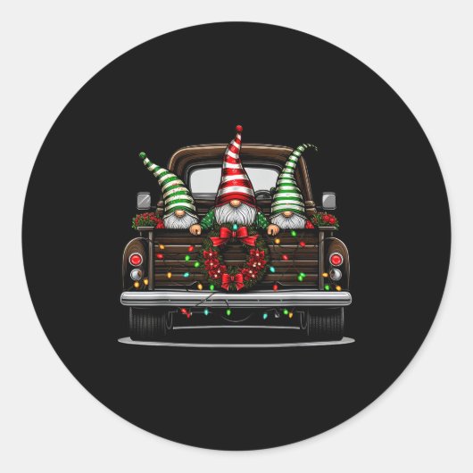Sticker Rond Christmas Truck Cute Gnome  (Devant)