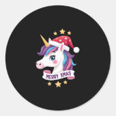 Sticker Rond Christmas Unicorn Long Sleeve T-Shirt (2) (Devant)