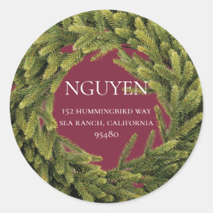 Sticker Rond Christmas Wath Holiday Adresse de retour