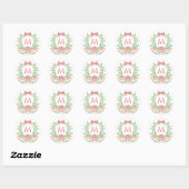 Sticker Rond Christmas Wreath Candy Cane Bow | Monogram (Feuille)