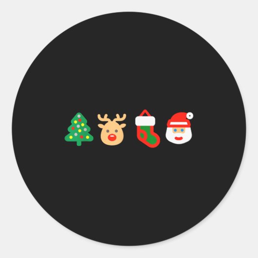 Sticker Rond Christmas Xmas Santa, Tree, Stocking, Reindeer Des (Devant)