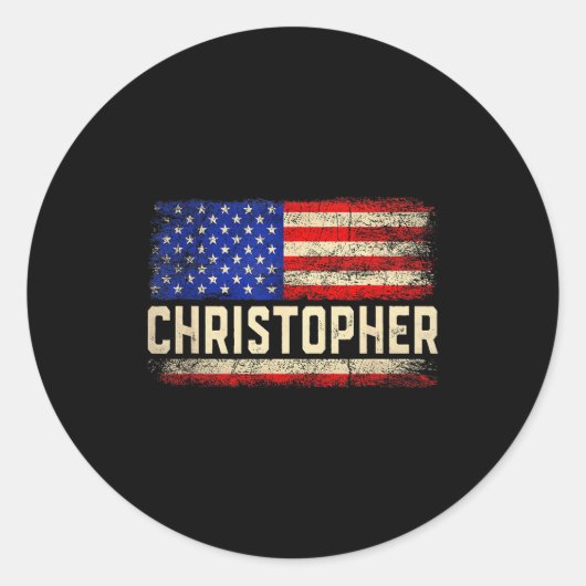 Sticker Rond Christopher First Name Shirt Christopher Name Amer (Devant)