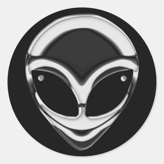 STICKER ROND CHROME ALIEN HEAD (Devant)