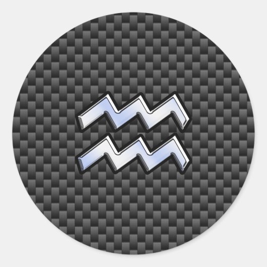 Sticker Rond Chrome Aquarius signe zodiaque Styles de fibre de  (Devant)