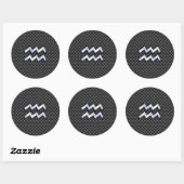 Sticker Rond Chrome Aquarius signe zodiaque Styles de fibre de  (Feuille)