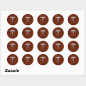 Sticker Rond Chrome Comme Caduceus Symbole Médicale Mahogany Br (Feuille)