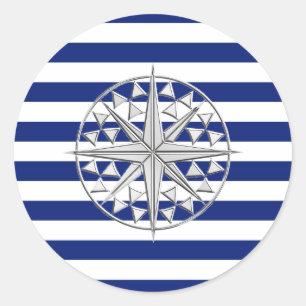 Sticker Rond Chrome comme la boussole sur les bandes marines