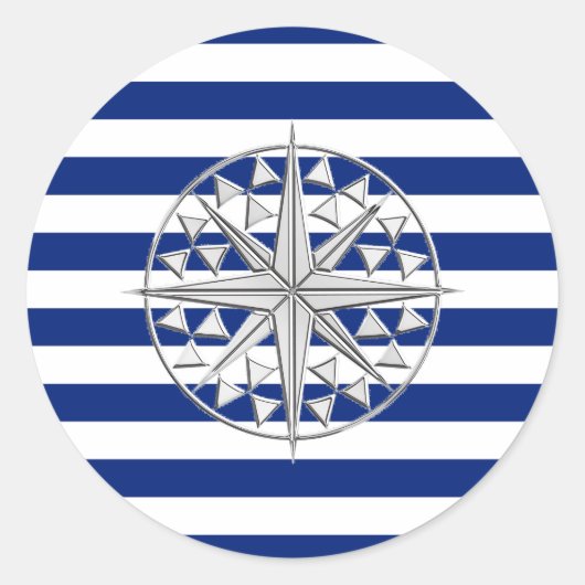 Sticker Rond Chrome comme la boussole sur les bandes marines (Devant)