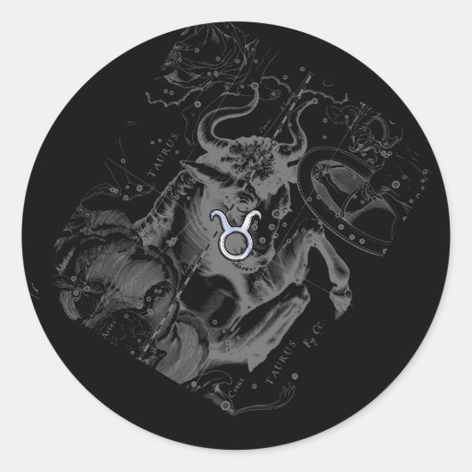 Sticker Rond Chrome comme le signe zodiaque de Taurus sur Hevel (Devant)