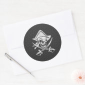 Sticker Rond Chrome comme Pirate sur Black Carbon Fiber (Enveloppe)