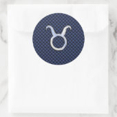 Sticker Rond Chrome Comme Taurus Zodiac Signe Bleu Carbone Impr (Sac)
