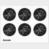 Sticker Rond Chrome d'argent comme Gemini Zodiac Connexion Heve (Feuille)