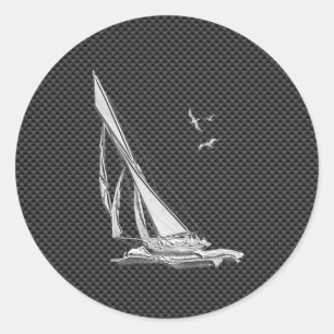 Sticker Rond Chrome Like Sailboat on Carbon Fiber