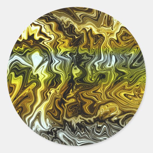 Sticker Rond Chrome Liquide Metallic Gold Cool Party (Devant)