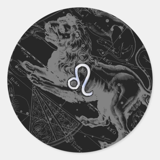 Sticker Rond Chrome Style Leo Zodiac Connexion Hevelius (Devant)