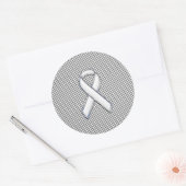 Sticker Rond Chrome White Ribbon Sensibilisation Carbone Fibre (Enveloppe)