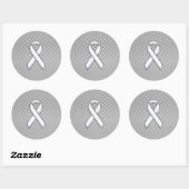 Sticker Rond Chrome White Ribbon Sensibilisation Carbone Fibre (Feuille)