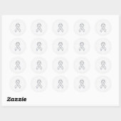 Sticker Rond Chrome White Ribbon Sensibilisation sur Checkers I (Feuille)