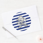 Sticker Rond Chromes Like Pirate on Nautical Stripes (Enveloppe)