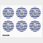 Sticker Rond Chromes Like Pirate on Nautical Stripes (Feuille)