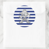 Sticker Rond Chromes Like Pirate on Nautical Stripes (Sac)