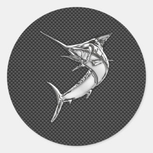 Sticker Rond Chromes Style Marlin on Carbon