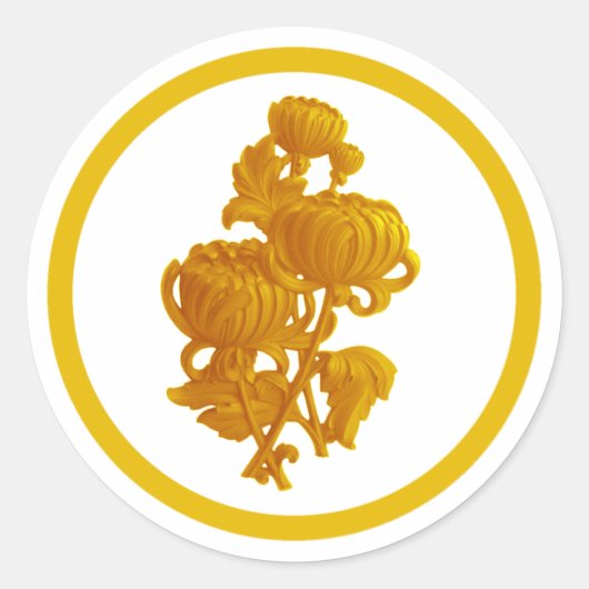Sticker Rond Chrysanthème jaune (Devant)
