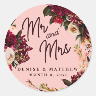 Sticker Rond Chrysanthème romantique sur rose arachnéen