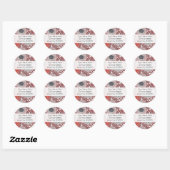 Sticker Rond Chrysanthèmes noirs et rouges (Feuille)
