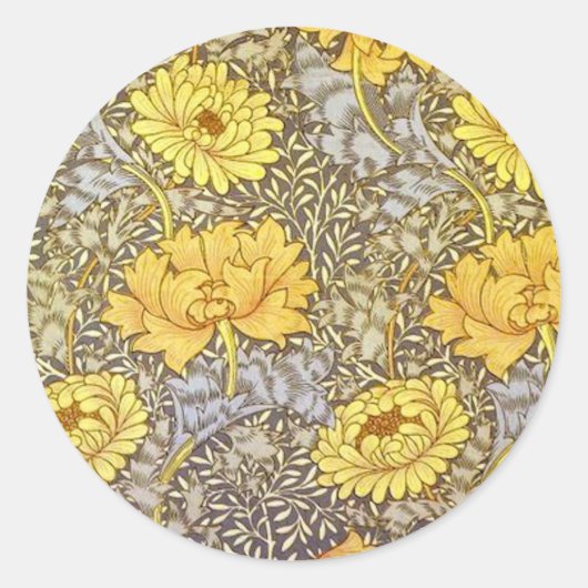 Sticker Rond chrysanthemum par William Morris (Devant)