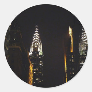Sticker Rond Chrysler construisant la nuit, New York City