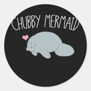 Sticker Rond Chubby Mermaid Manatee Sea Cow
