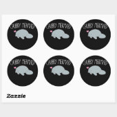 Sticker Rond Chubby Mermaid Manatee Sea Cow (Feuille)