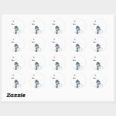 Sticker Rond Chubby Snowman à Plaid (Feuille)