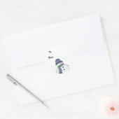 Sticker Rond Chubby Snowman à Plaid (Enveloppe)