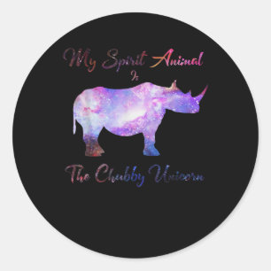 Sticker Rond Chubby Unicorn Rhino Funny mignonne animal adorabl