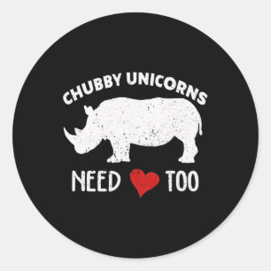 Sticker Rond Chubby Unicorns A Besoin D'Amour À Rhino Rhinocero