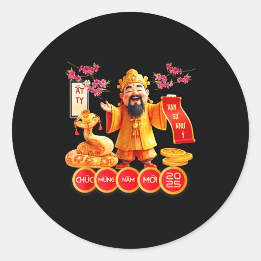 Sticker Rond Chuc Mung Nam Moi 2025 Vietnamese Family Lunar New (Devant)
