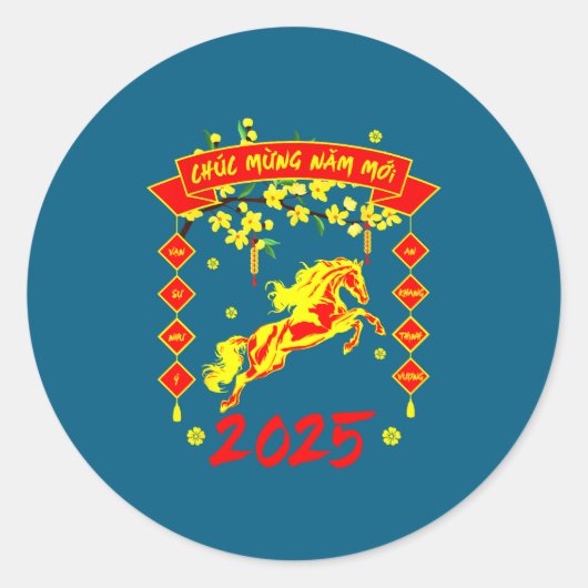 Sticker Rond Chuc Mung Nam Moi Happy Vietnamese Lunar New Year  (Devant)