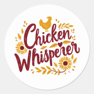 Sticker Rond Chuchoteur de poulets Maison de ferme rustique Cot
